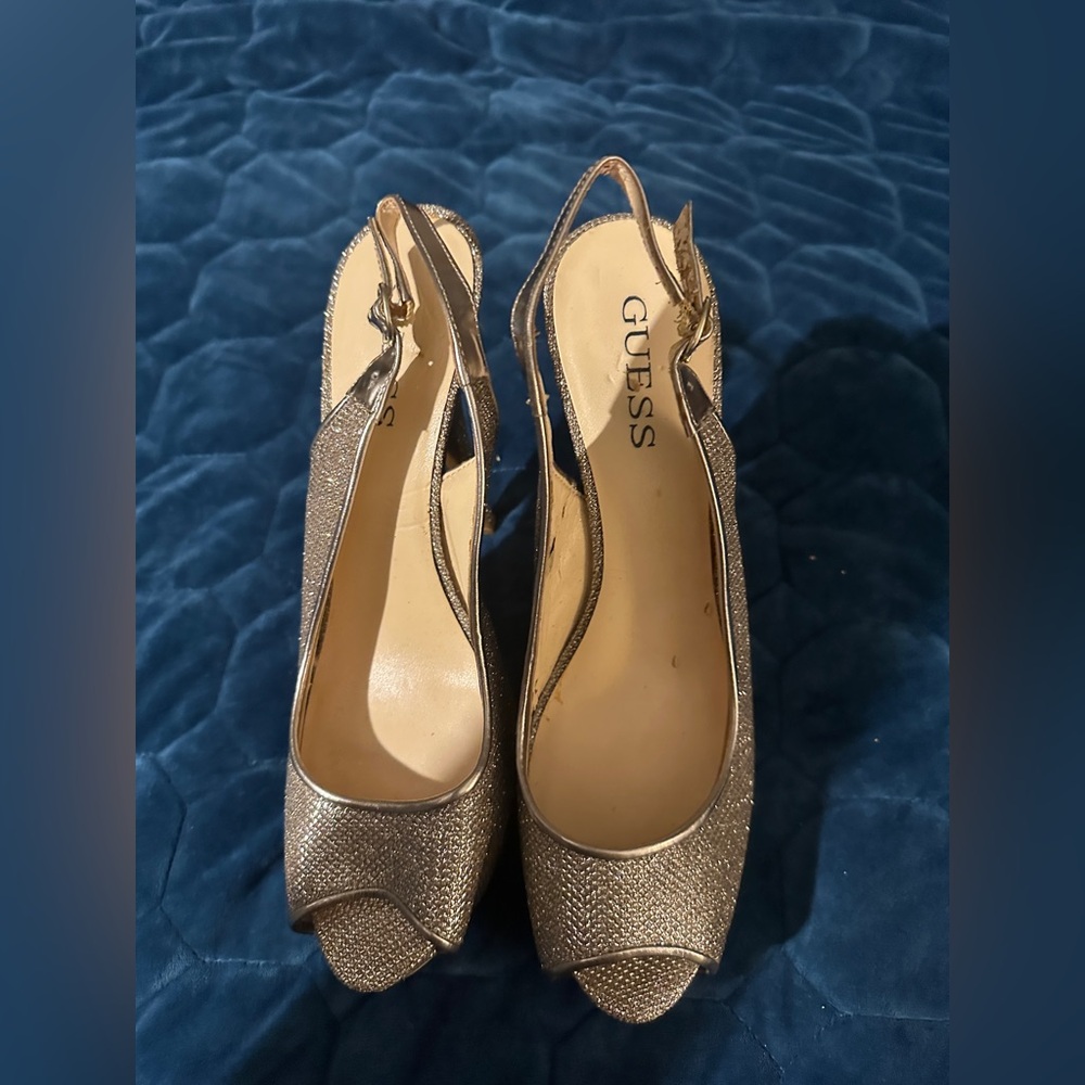 Guess Metallic Slingback Heels